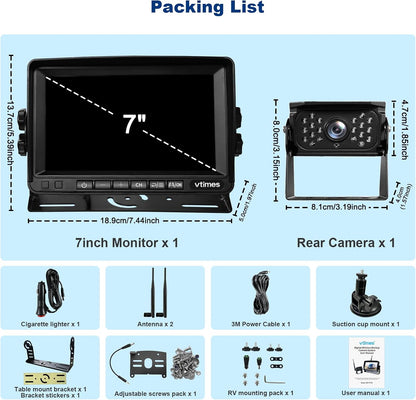 Wireless Backup Camera for Trucks, RV Backup Camera with HD Monitor