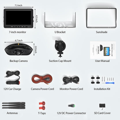 1080P 7" DVR Monitor Wireless RV Backup Camera System