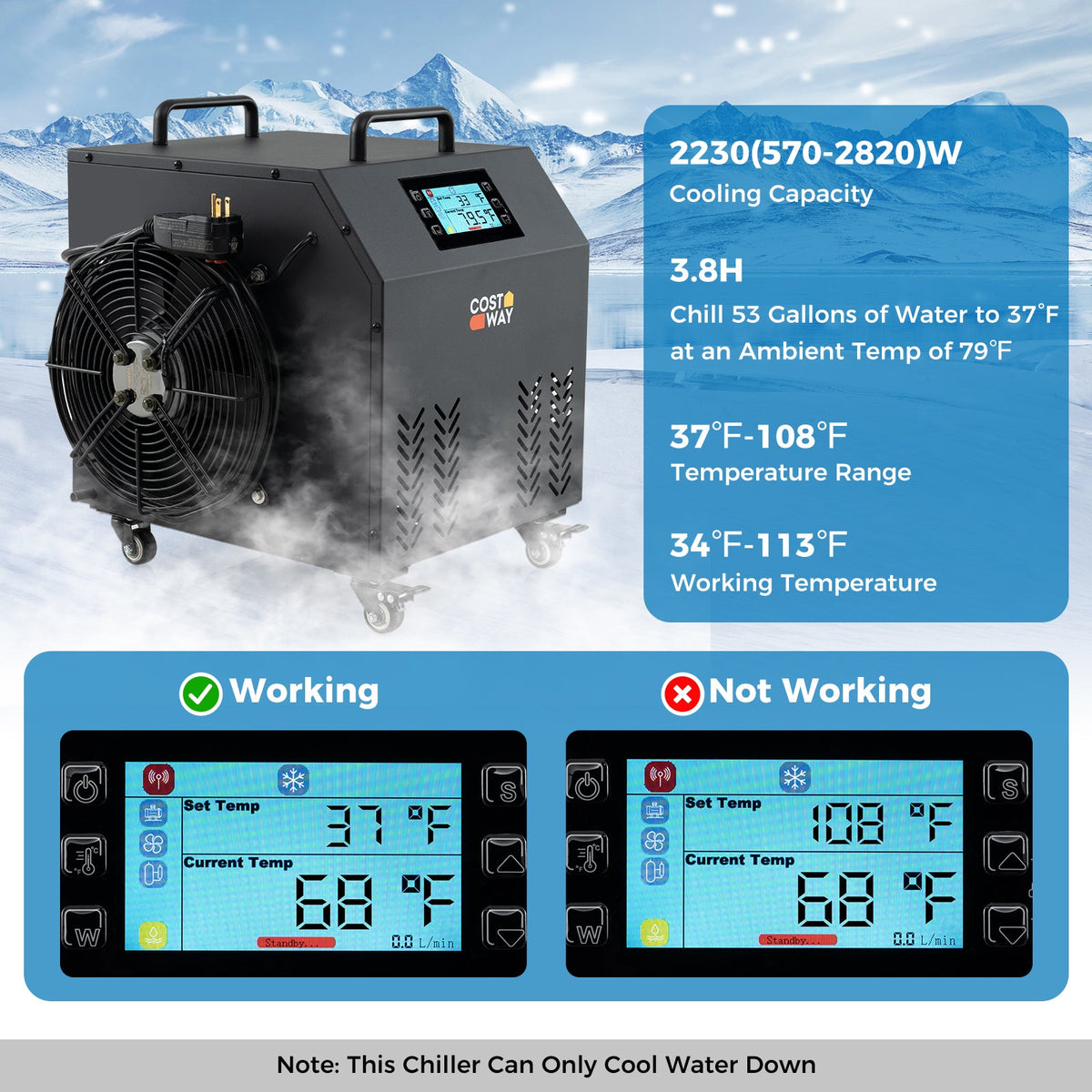 4/5 HP Ice Bath Water Chiller for Cold Plunge Tubs with Compressor-Black