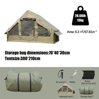 Easy to Set-Up Inflatable Camping Tent with Manual Pump Windproof Inflatable Tent for Outdoor Adventure