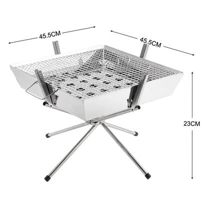 Goture 1pc Portable Stainless Steel Foldable BBQ Grill, 1-2 People Charcoal Stove for Camping Picnic & Outdoor