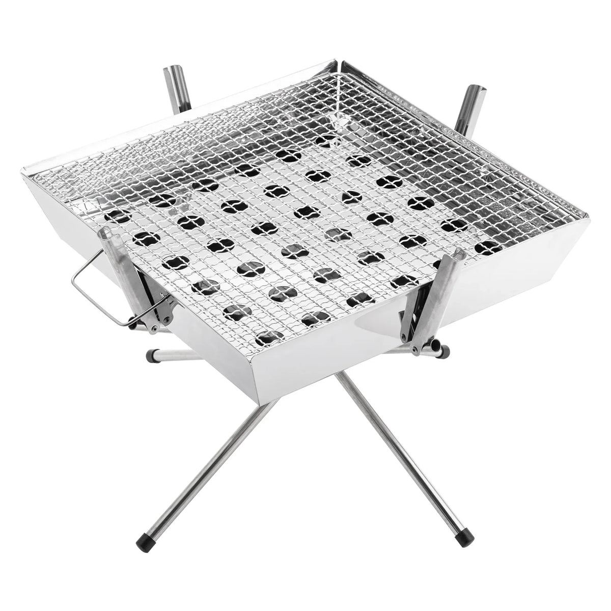 Goture 1pc Portable Stainless Steel Foldable BBQ Grill, 1-2 People Charcoal Stove for Camping Picnic & Outdoor