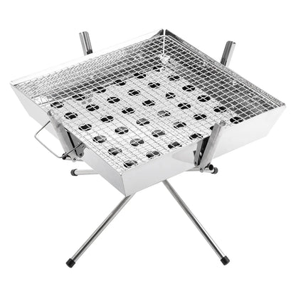 Goture 1pc Portable Stainless Steel Foldable BBQ Grill, 1-2 People Charcoal Stove for Camping Picnic & Outdoor