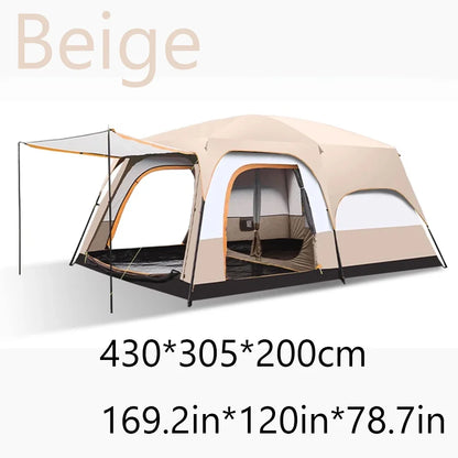 2025 Upgraded 4 Season Camping Tent 3-12 Person Waterproof Windproof Double Layer 2 Room Family Outdoor Backpacking Equipment