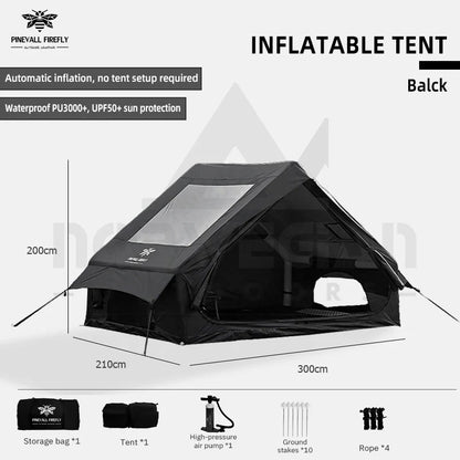 Outdoor Inflatable Camping Tent with a Panoramic Skylight, Suitable for Activities Such as Camping, Hiking, and Fishing.