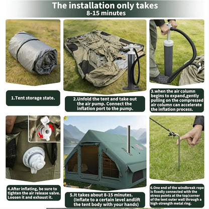 Easy to Set-Up Inflatable Camping Tent with Manual Pump Windproof Inflatable Tent for Outdoor Adventure