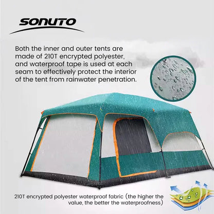Upgraded 4 Season Camping Tent 3-12 Person Waterproof Windproof Double Layer 2 Room Family Outdoor Backpacking Equipment