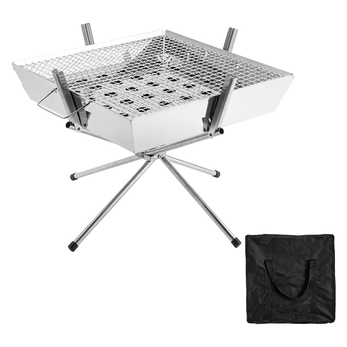 Goture 1pc Portable Stainless Steel Foldable BBQ Grill, 1-2 People Charcoal Stove for Camping Picnic & Outdoor
