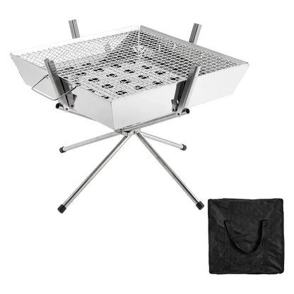 Goture 1pc Portable Stainless Steel Foldable BBQ Grill, 1-2 People Charcoal Stove for Camping Picnic & Outdoor