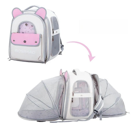 2-in-1 Cat Carrier Backpack Dual Expandable Backpack Foldable Breathable Carrier Pets and Small Dogs transporte pet backpack