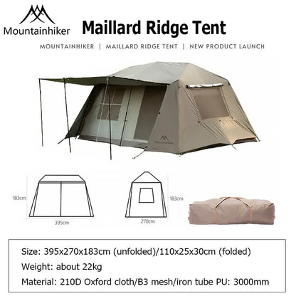 MOUNTAINHIKER One-button Tent Living Shell Shelter Ridge Tent Two Bedrooms and One Living Room Automatic Beach Outdoor Large