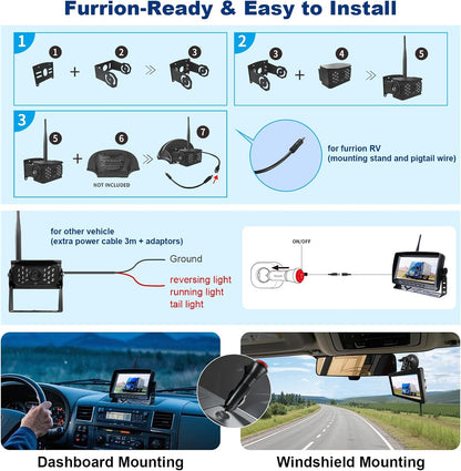 Wireless Backup Camera for Trucks, RV Backup Camera with HD Monitor