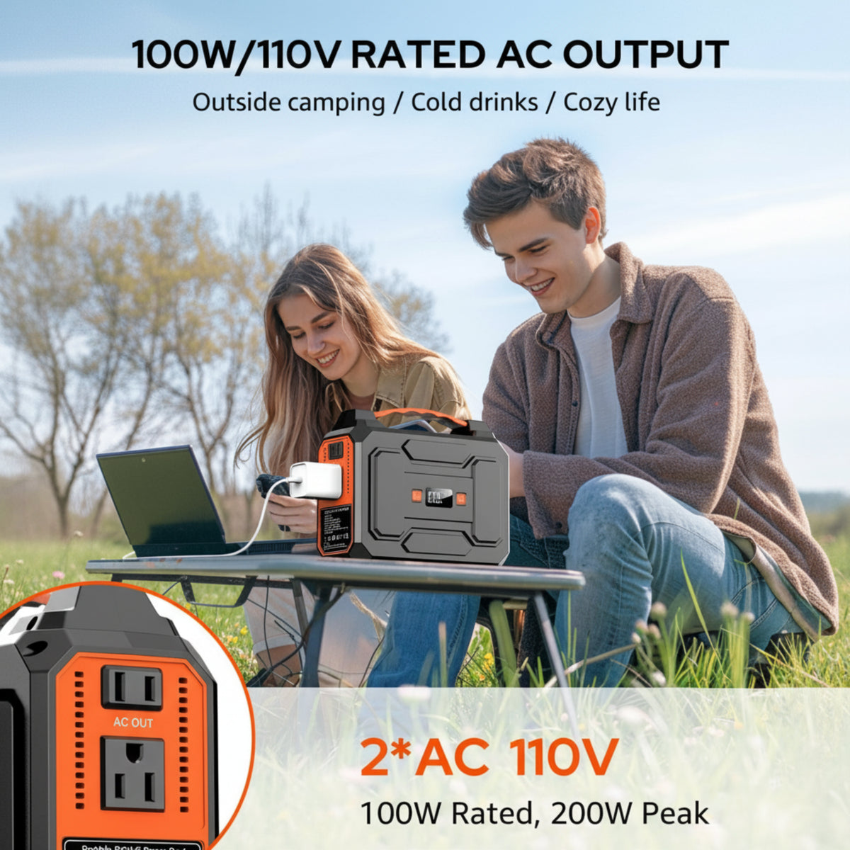 Solar Powered Generator 100W, Portable Power Station with Solar Panels 40W