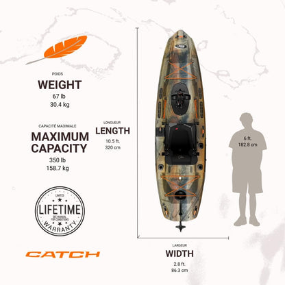 Pelican Catch HDII Premium Angler - Sit-On-Top Fishing Kayak - Hydryve Pedal System & Comfortable Ergocast Seat