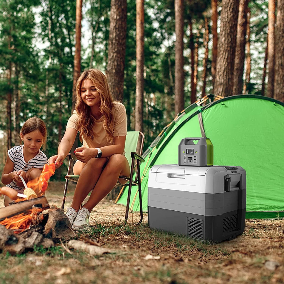 Portable Power Station, 150W 155Wh Power Bank with 110V AC Outlet, 6 Outputs External Battery Pack Portable Backup Battery Laptop Charger with LED Light for Home Camping