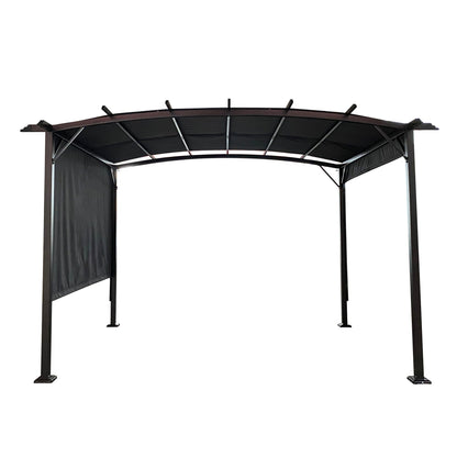 Outdoor Patio Pergola Gazebo - Steel Frame Sun Shelter With Retractable Canopy