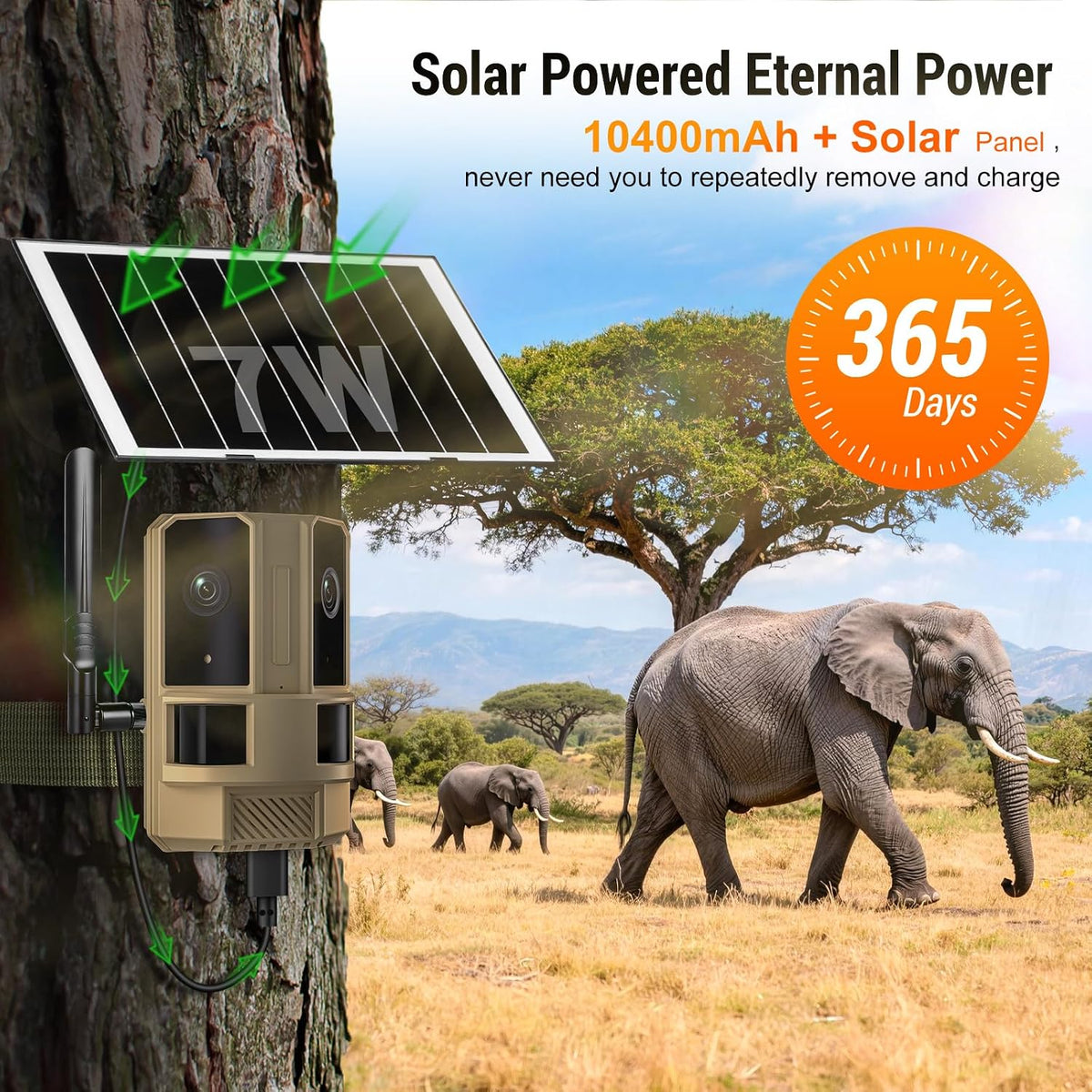 4G LTE Cellular Outdoor Security Camera (No Wifi Needed) with Built-In SIM Card, Dual-Lens 180° View, 4K Color Night Vision, Solar Powered, 2-Way Audio, IP66 Waterproof