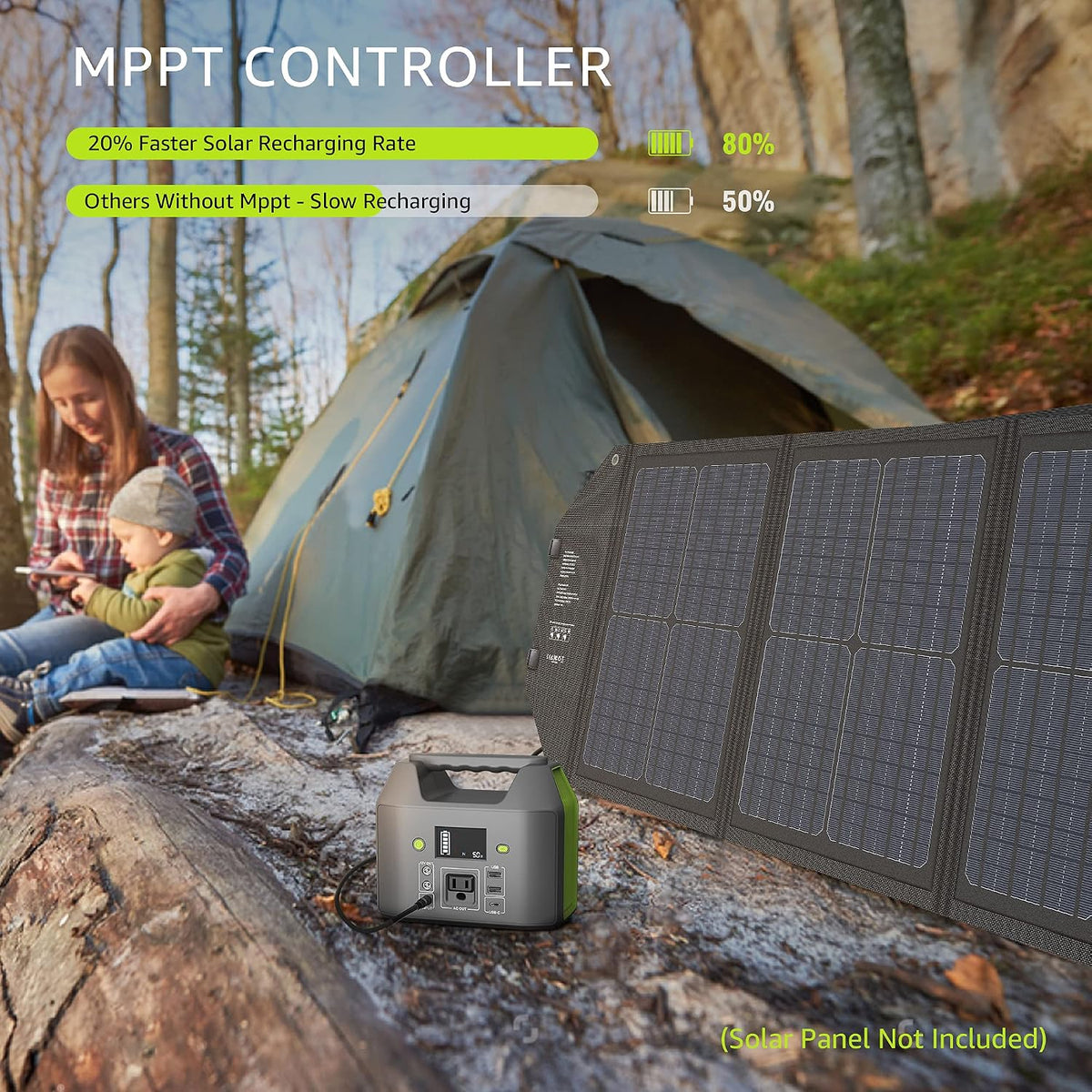 Portable Power Station, 150W 155Wh Power Bank with 110V AC Outlet, 6 Outputs External Battery Pack Portable Backup Battery Laptop Charger with LED Light for Home Camping