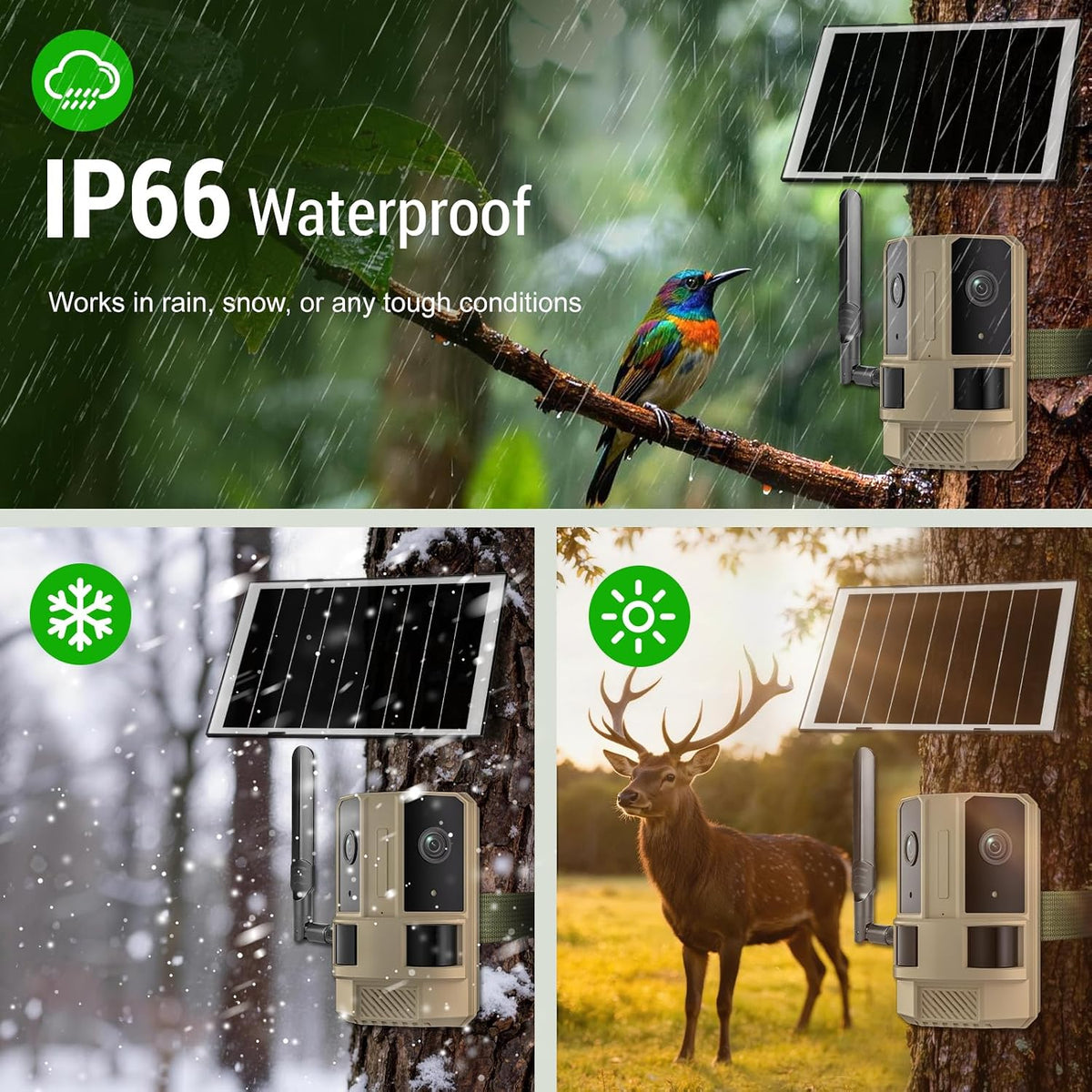 4G LTE Cellular Outdoor Security Camera (No Wifi Needed) with Built-In SIM Card, Dual-Lens 180° View, 4K Color Night Vision, Solar Powered, 2-Way Audio, IP66 Waterproof