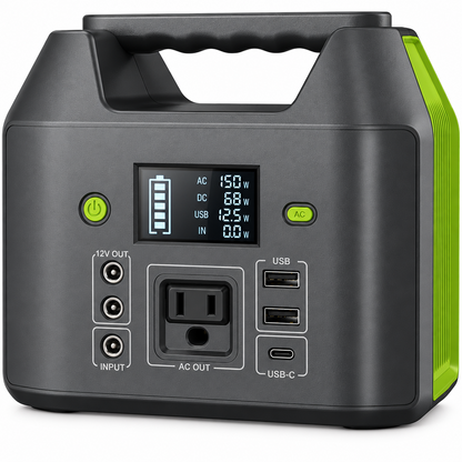 Portable Power Station, 150W 155Wh Power Bank with 110V AC Outlet, 6 Outputs External Battery Pack Portable Backup Battery Laptop Charger with LED Light for Home Camping