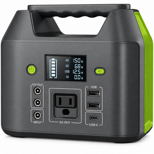 Portable Power Station, 150W 155Wh Power Bank with 110V AC Outlet, 6 Outputs External Battery Pack Portable Backup Battery Laptop Charger with LED Light for Home Camping