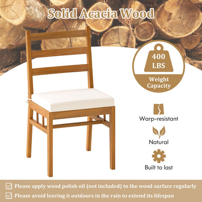 7 Pieces Patio Acacia Wood Dining Set Outdoor Rectangular Table and Chairs Set
