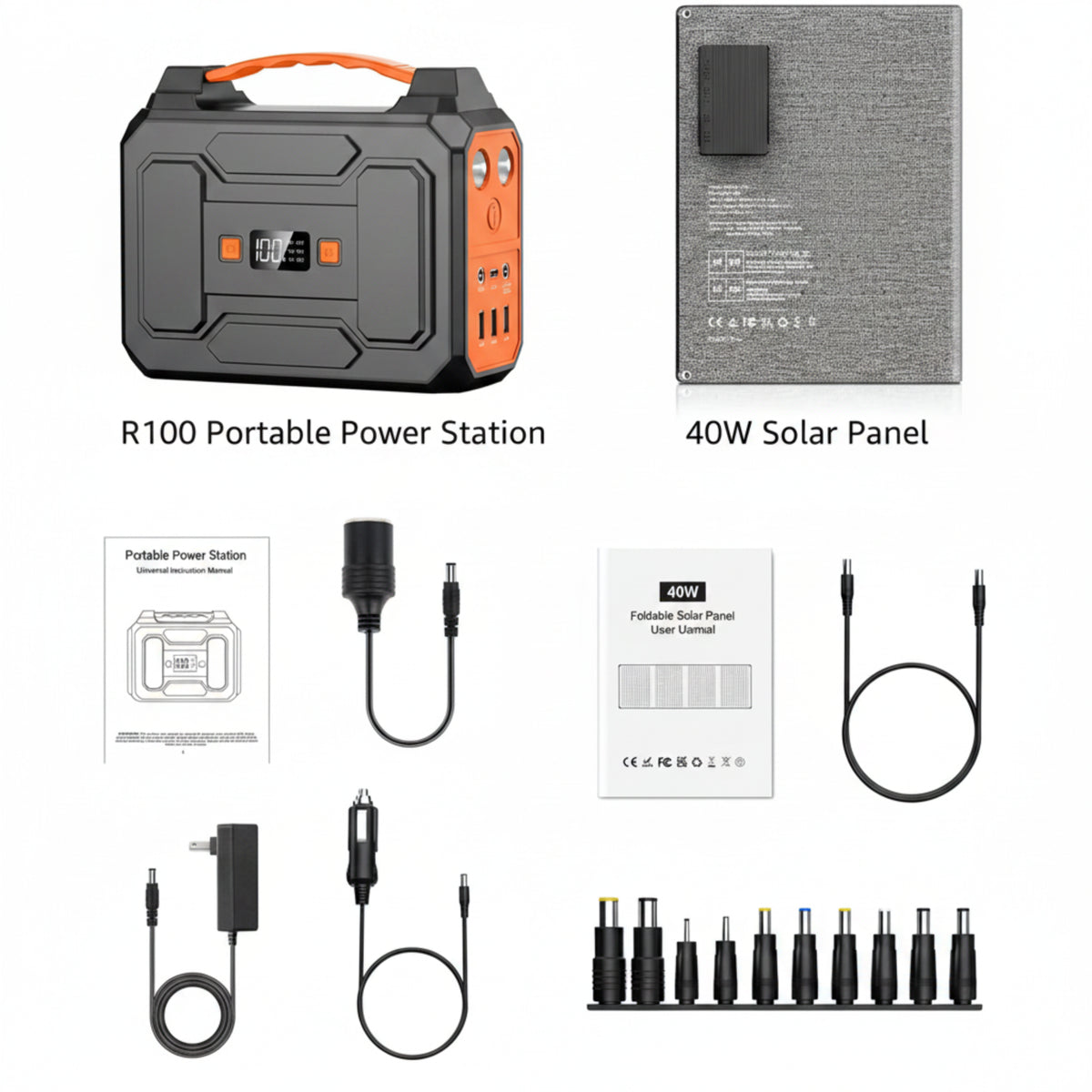 Solar Powered Generator 100W, Portable Power Station with Solar Panels 40W